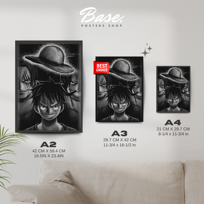 ONE PIECE LUFFY DRAW BLACK AND WHITE