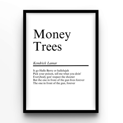 Kendrick Lamar Money Trees - A4, A3, A2 Posters Base - Poster Print Shop / Art Prints / PostersBase