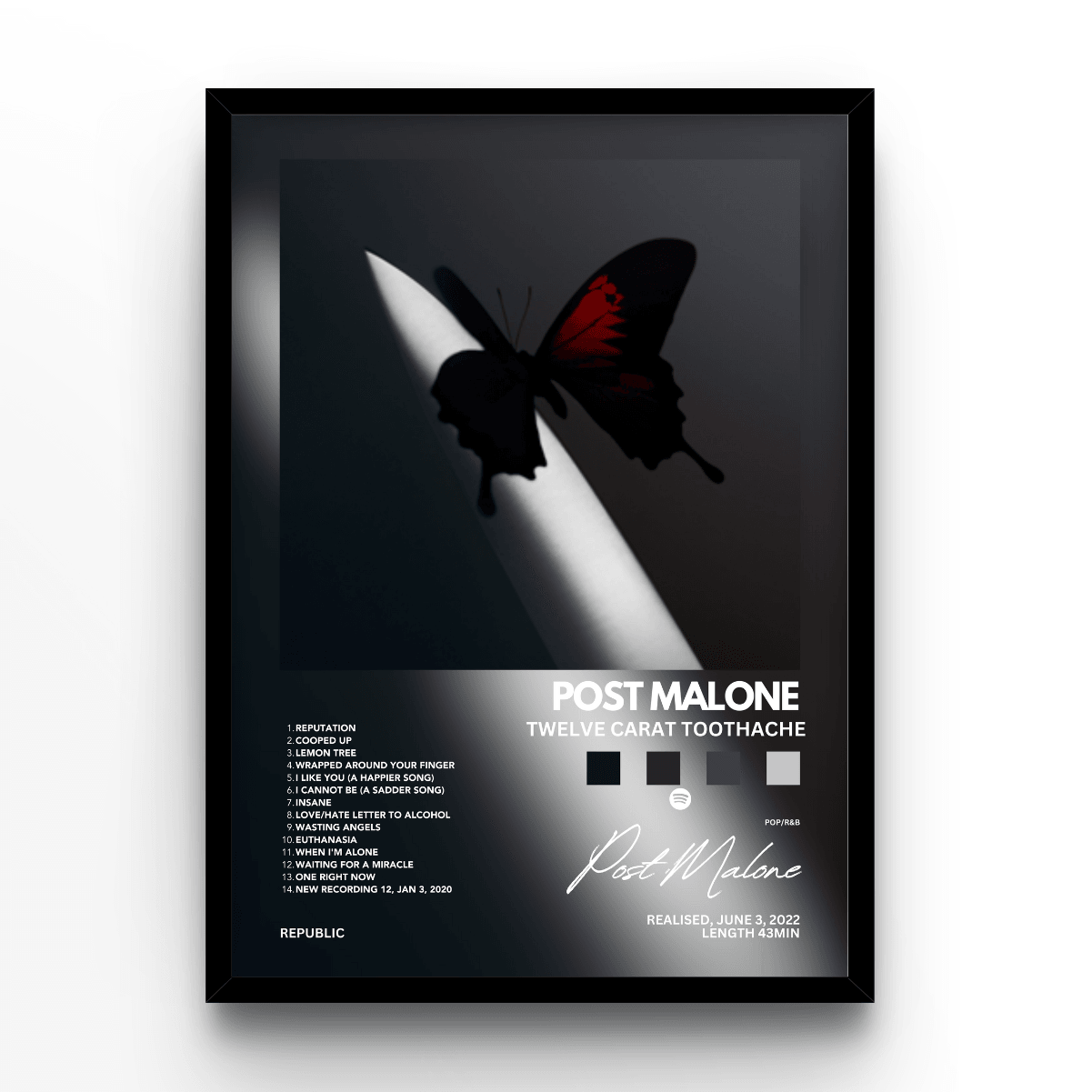 Post Malone Twelve Carat Toothache - A4, A3, A2 Posters Base - Poster Print Shop / Art Prints / PostersBase