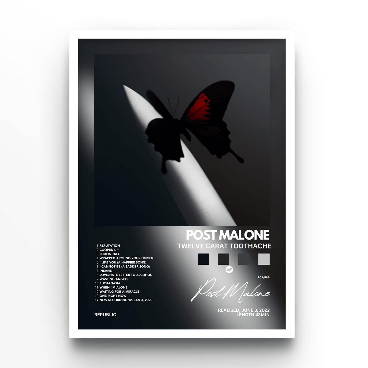 Post Malone Twelve Carat Toothache - A4, A3, A2 Posters Base - Poster Print Shop / Art Prints / PostersBase